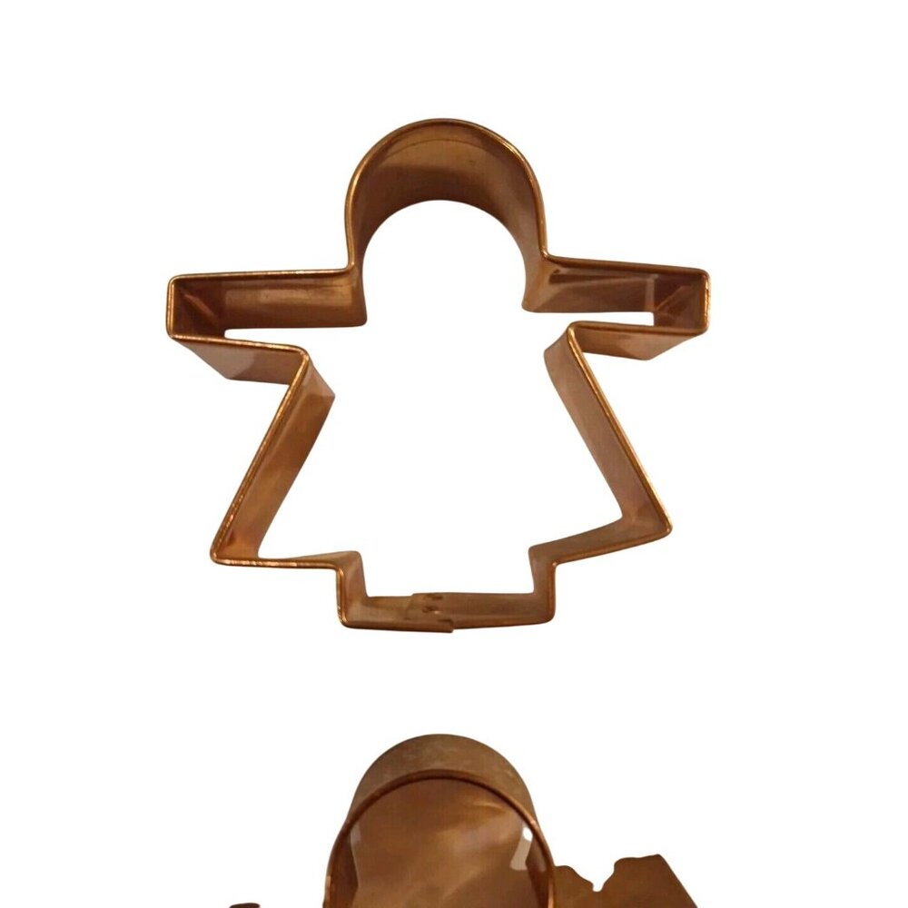 Copper Gingerbread Boy Girl Cookie Cutters 4" Christmas Holiday Riveted Vintage - Picture 4 of 8
